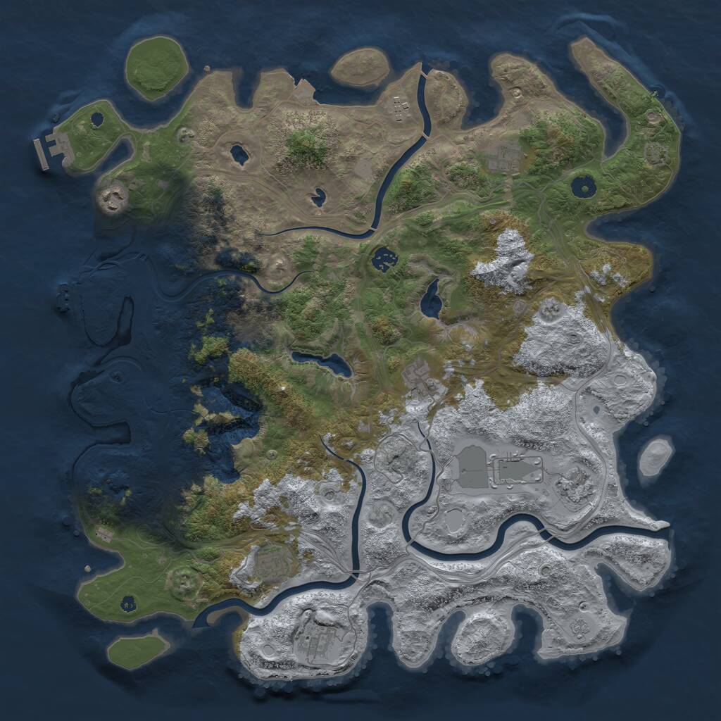 Rust Map: Procedural Map, Size: 4500, Seed: 869078881, 15 Monuments