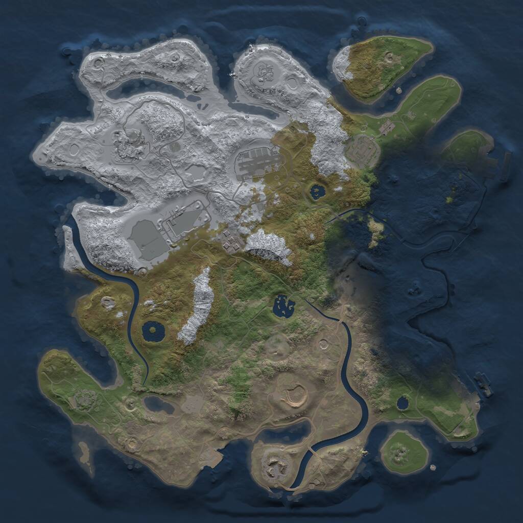 Rust Map: Procedural Map, Size: 3500, Seed: 16123456, 15 Monuments