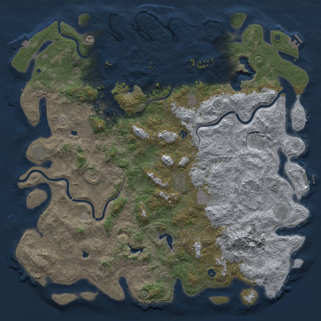 Rust Map: Procedural Map, Size: 6000, Seed: 704937, 17 Monuments