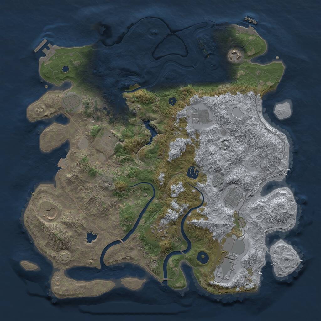 Rust Map: Procedural Map, Size: 4000, Seed: 704937, 16 Monuments