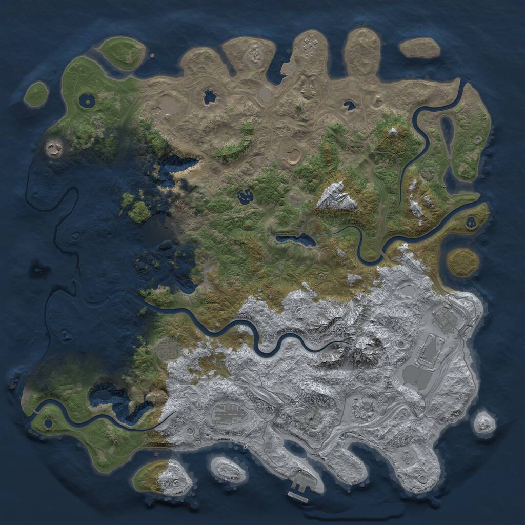 Rust Map: Procedural Map, Size: 5000, Seed: 328647, 17 Monuments