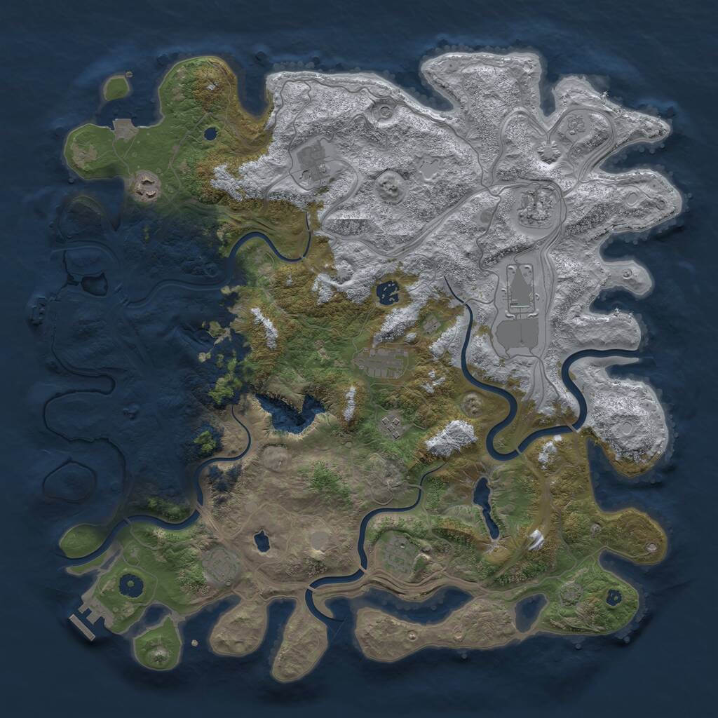 Rust Map: Procedural Map, Size: 4500, Seed: 1158640287, 15 Monuments