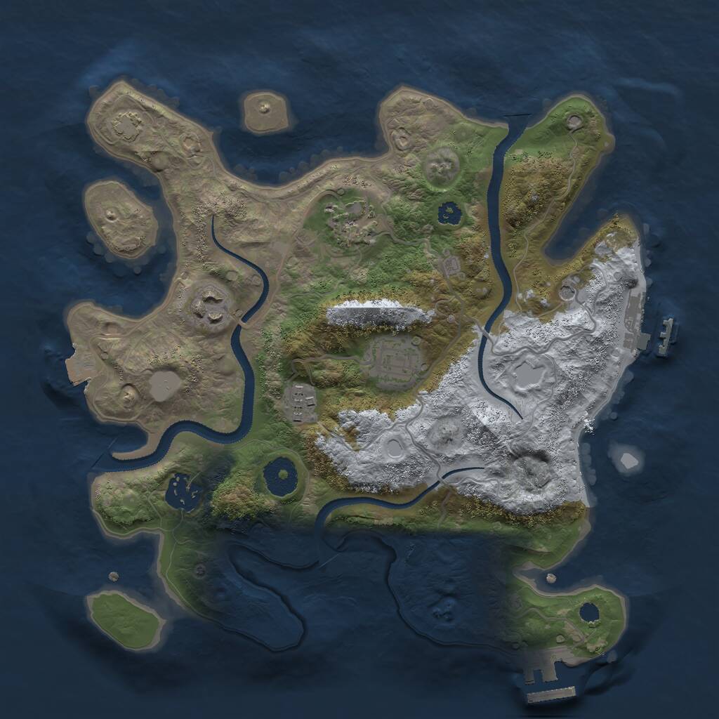 Rust Map: Procedural Map, Size: 3000, Seed: 21508, 10 Monuments