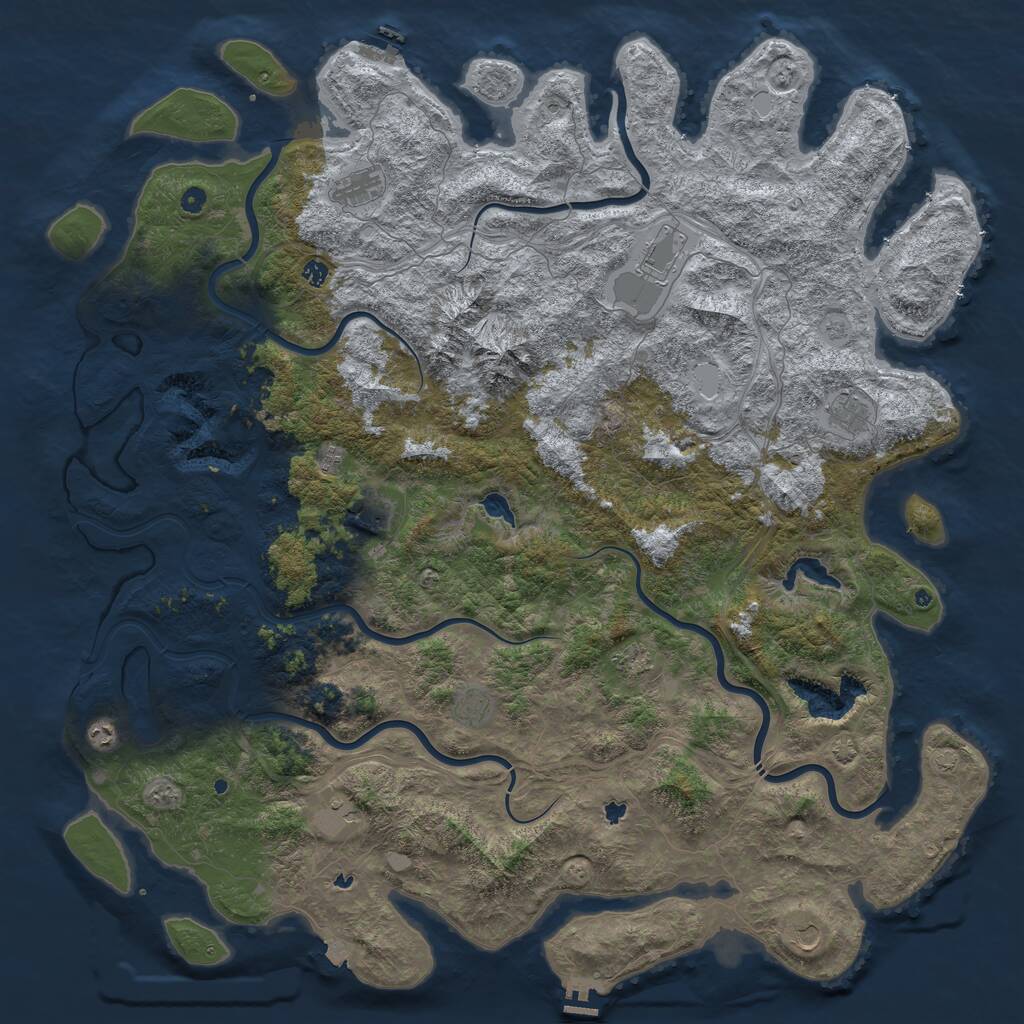 Rust Map: Procedural Map, Size: 6000, Seed: 6767, 17 Monuments