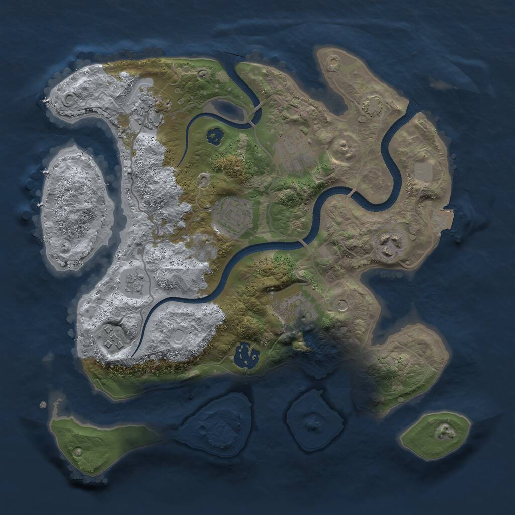 Rust Map: Procedural Map, Size: 3000, Seed: 50431, 11 Monuments