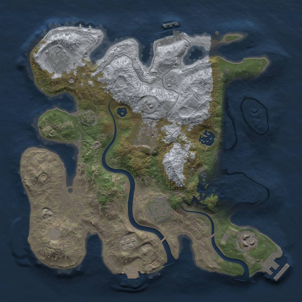 Rust Map: Procedural Map, Size: 3000, Seed: 1490712036, 12 Monuments