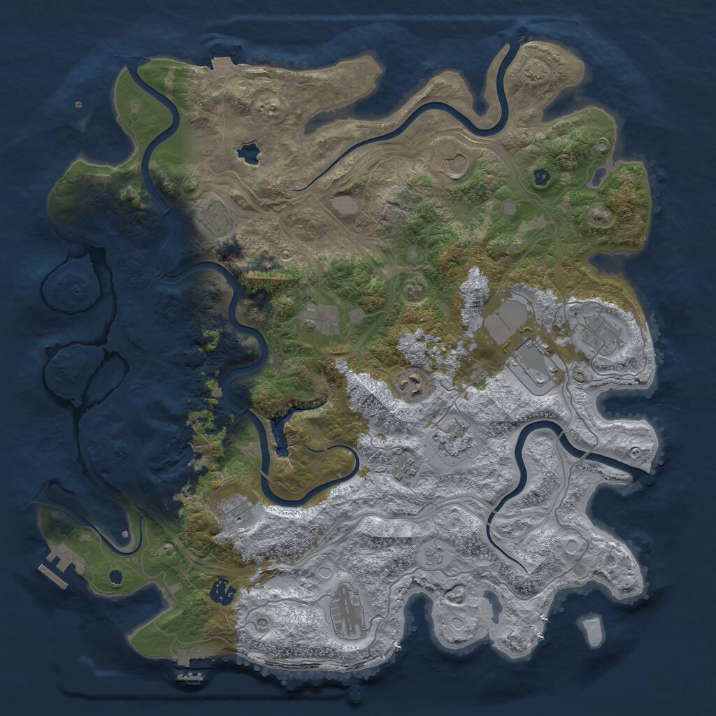 Rust Map: Procedural Map, Size: 4250, Seed: 1050914815, 17 Monuments