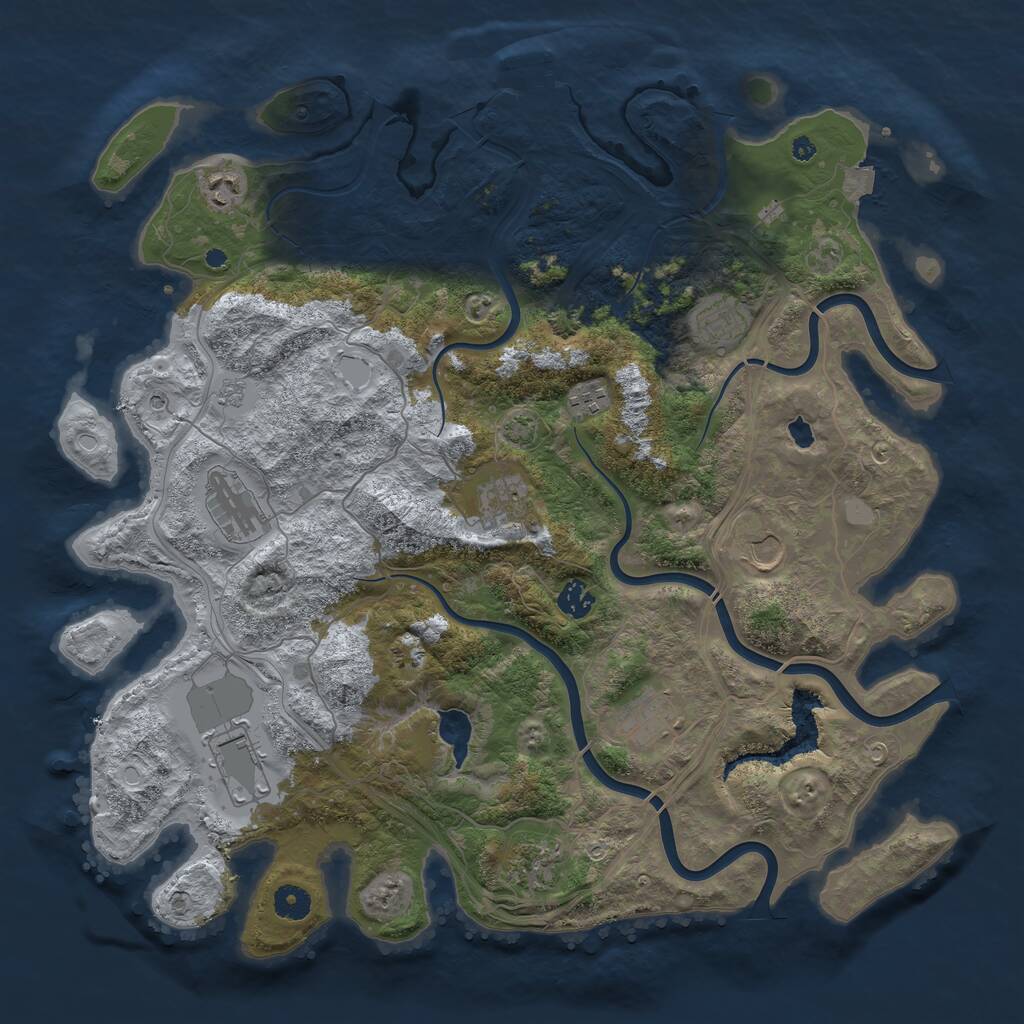 Rust Map: Procedural Map, Size: 4250, Seed: 1110237922, 15 Monuments