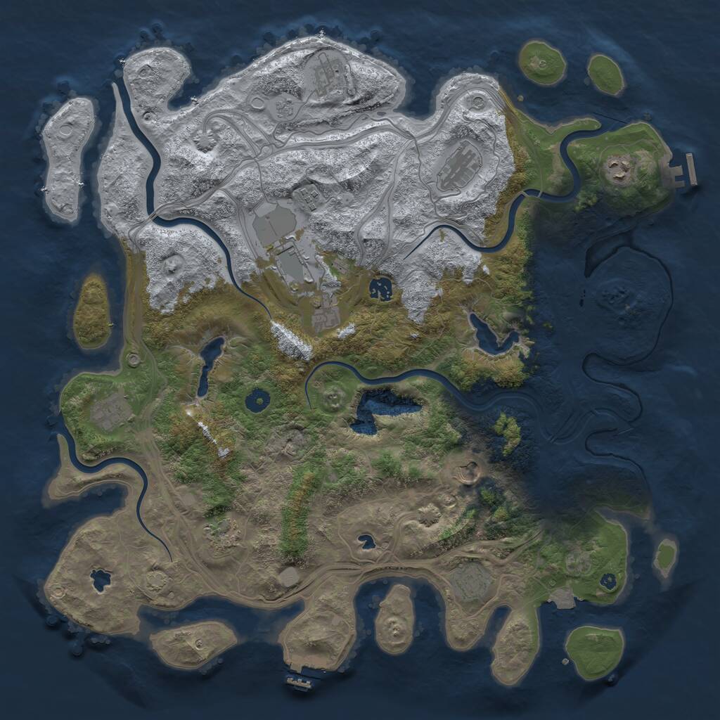 Rust Map: Procedural Map, Size: 4500, Seed: 1830483385, 17 Monuments