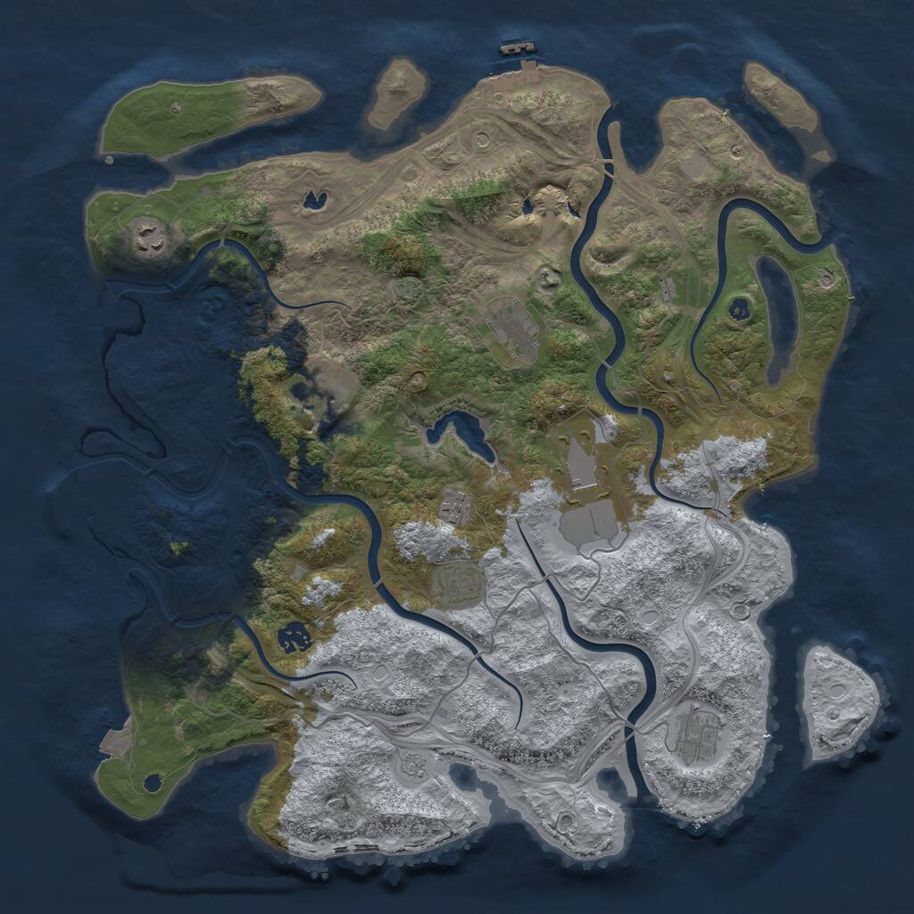 Rust Map: Procedural Map, Size: 4250, Seed: 1912739507, 14 Monuments