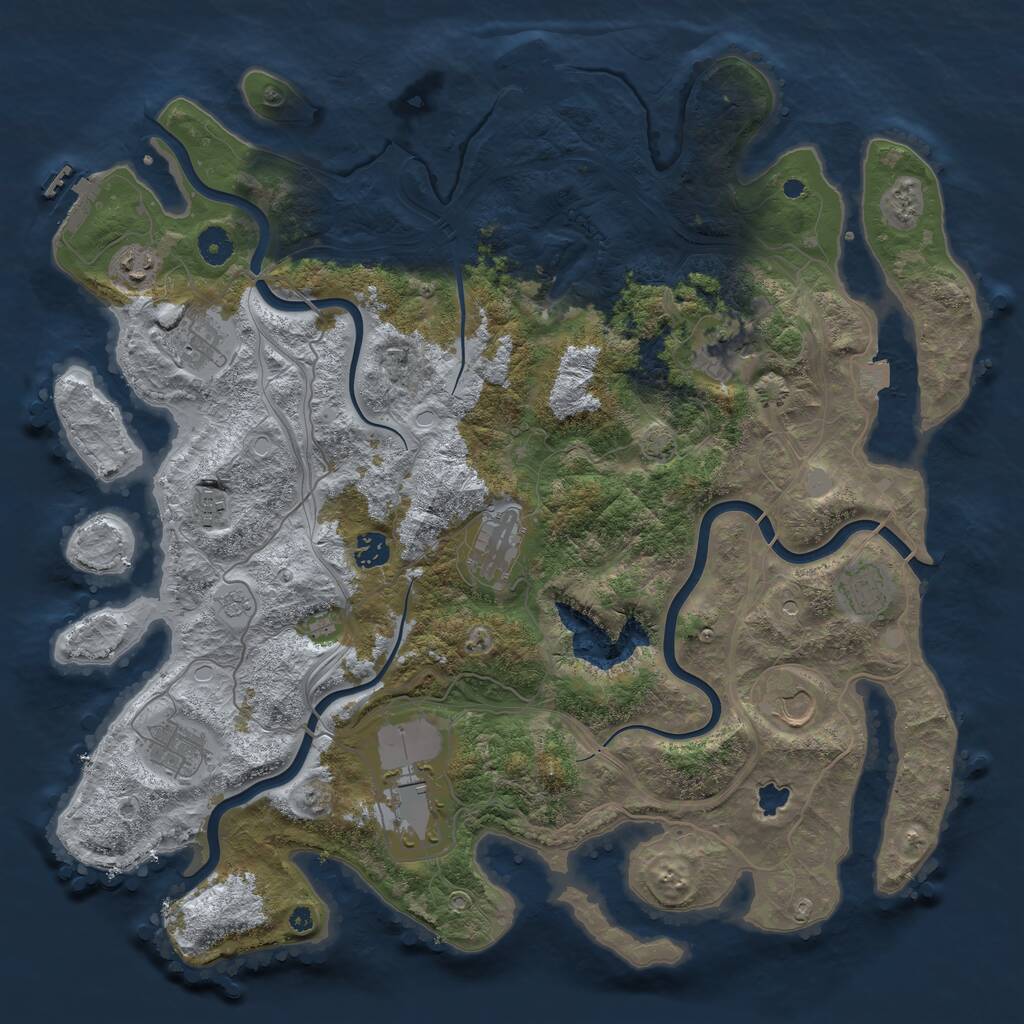 Rust Map: Procedural Map, Size: 4250, Seed: 1014614688, 16 Monuments