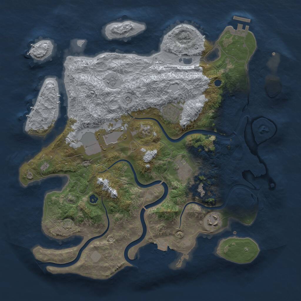 Rust Map: Procedural Map, Size: 3500, Seed: 1509800378, 10 Monuments