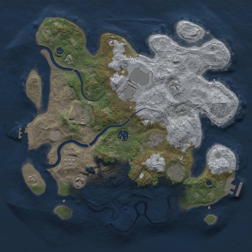 Rust Map: Procedural Map, Size: 3500, Seed: 2086356756, 14 Monuments