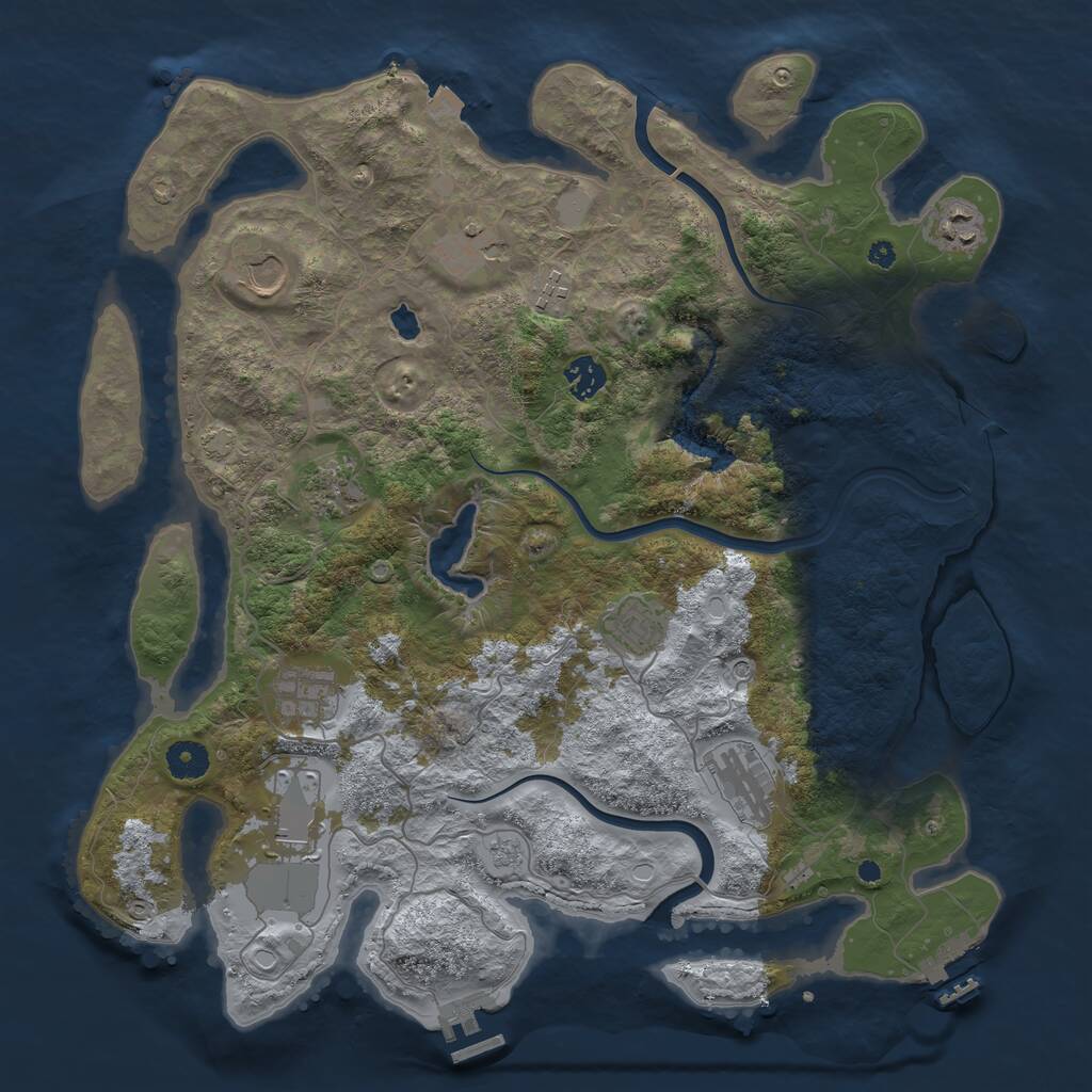 Rust Map: Procedural Map, Size: 4000, Seed: 499491582, 16 Monuments