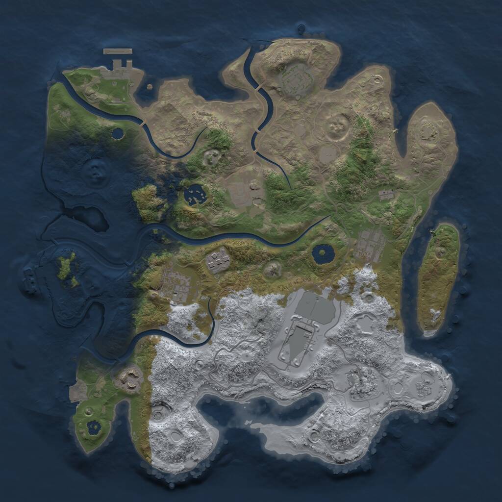 Rust Map: Procedural Map, Size: 3500, Seed: 1935382749, 15 Monuments