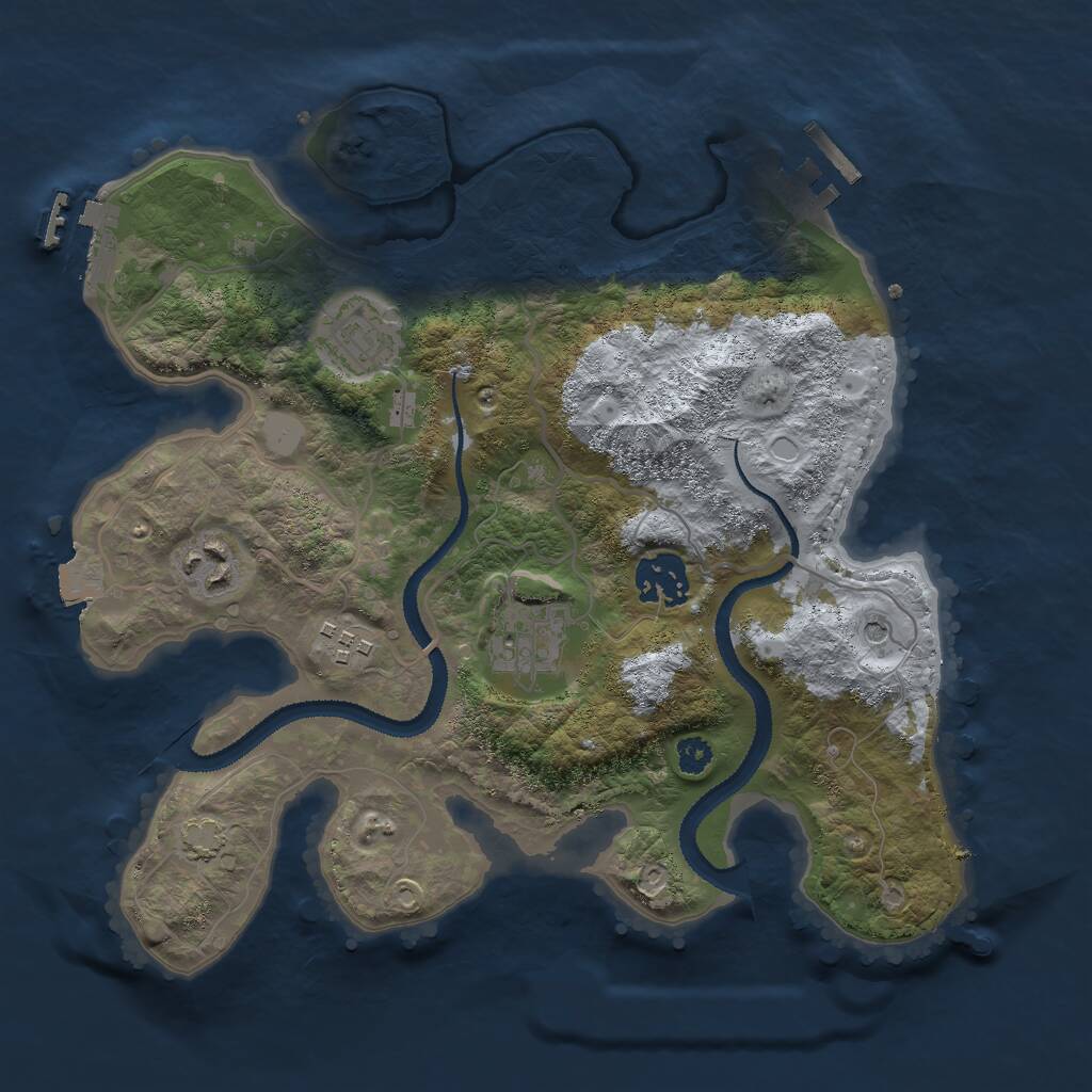 Rust Map: Procedural Map, Size: 3000, Seed: 23613, 10 Monuments