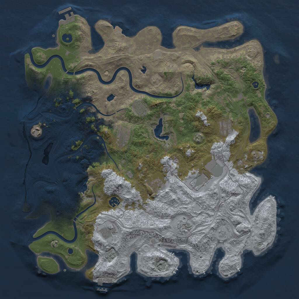 Rust Map: Procedural Map, Size: 4500, Seed: 1286428419, 16 Monuments