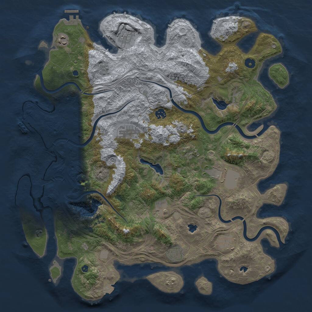 Rust Map: Procedural Map, Size: 4500, Seed: 868772828, 16 Monuments