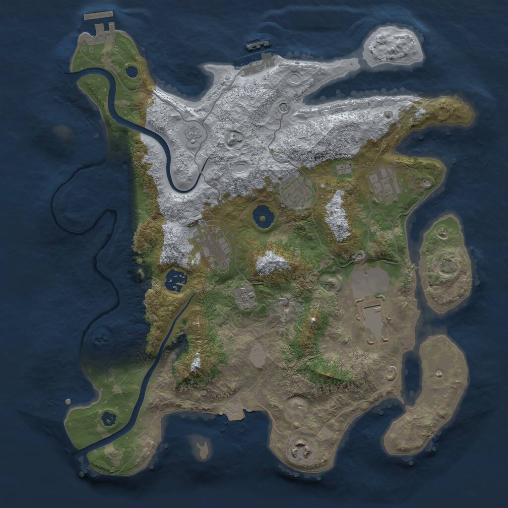 Rust Map: Procedural Map, Size: 3500, Seed: 1611693626, 13 Monuments
