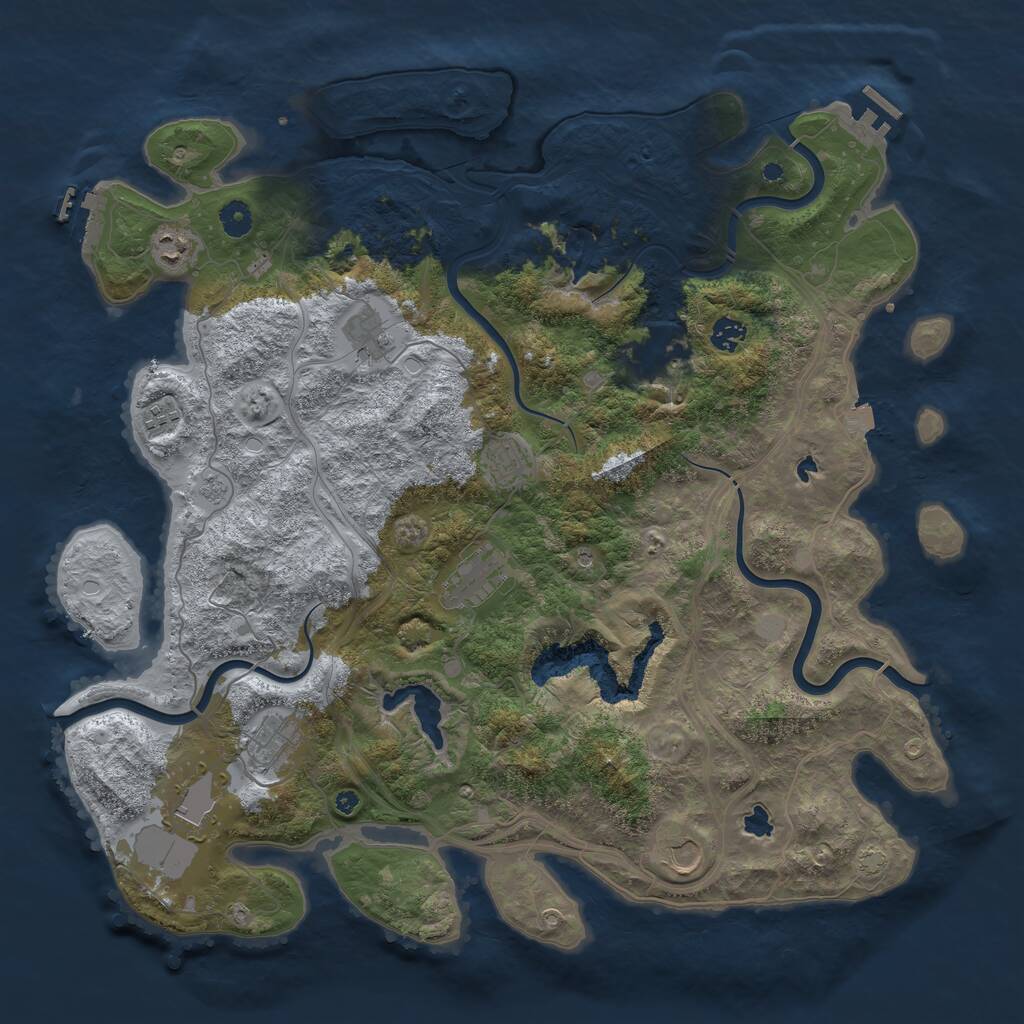 Rust Map: Procedural Map, Size: 4500, Seed: 1305362870, 16 Monuments