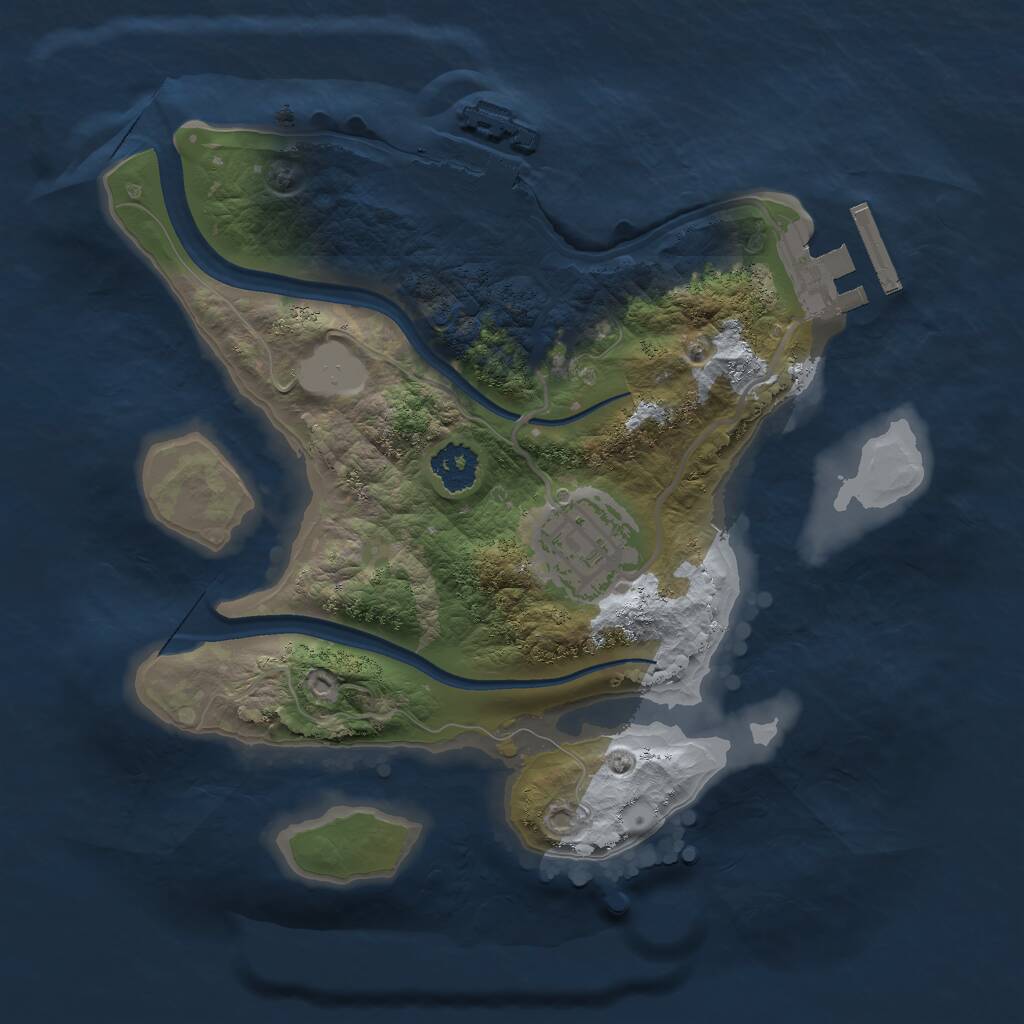 Rust Map: Procedural Map, Size: 2200, Seed: 22222, 4 Monuments