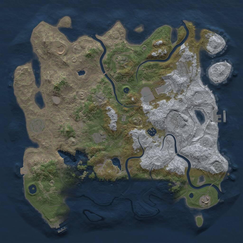 Rust Map: Procedural Map, Size: 4200, Seed: 695516959, 16 Monuments