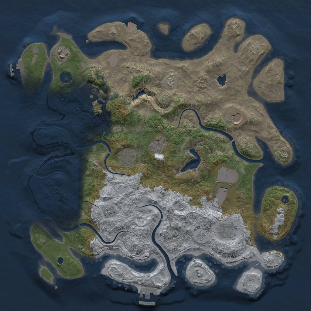 Rust Map: Procedural Map, Size: 4000, Seed: 775205443, 14 Monuments