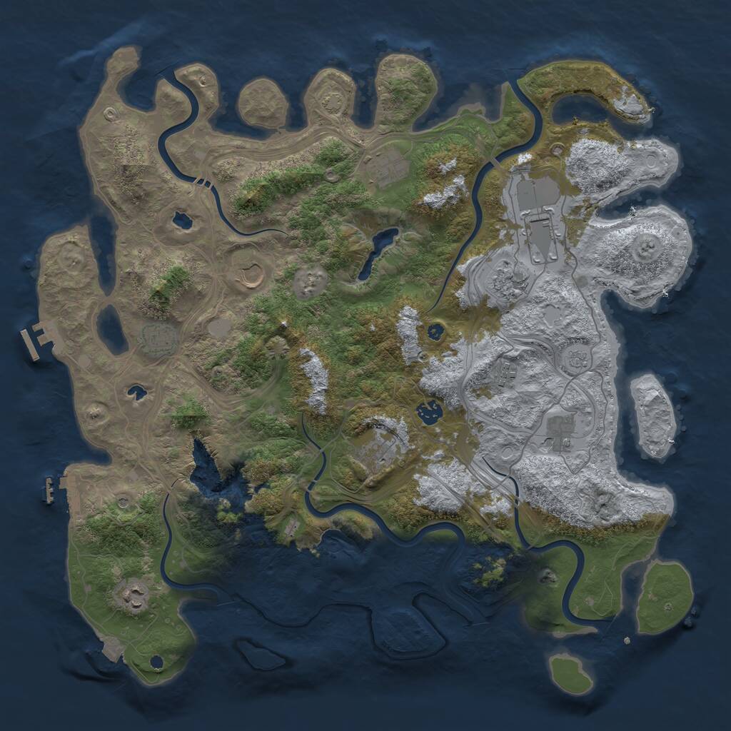 Rust Map: Procedural Map, Size: 4500, Seed: 695516959, 16 Monuments