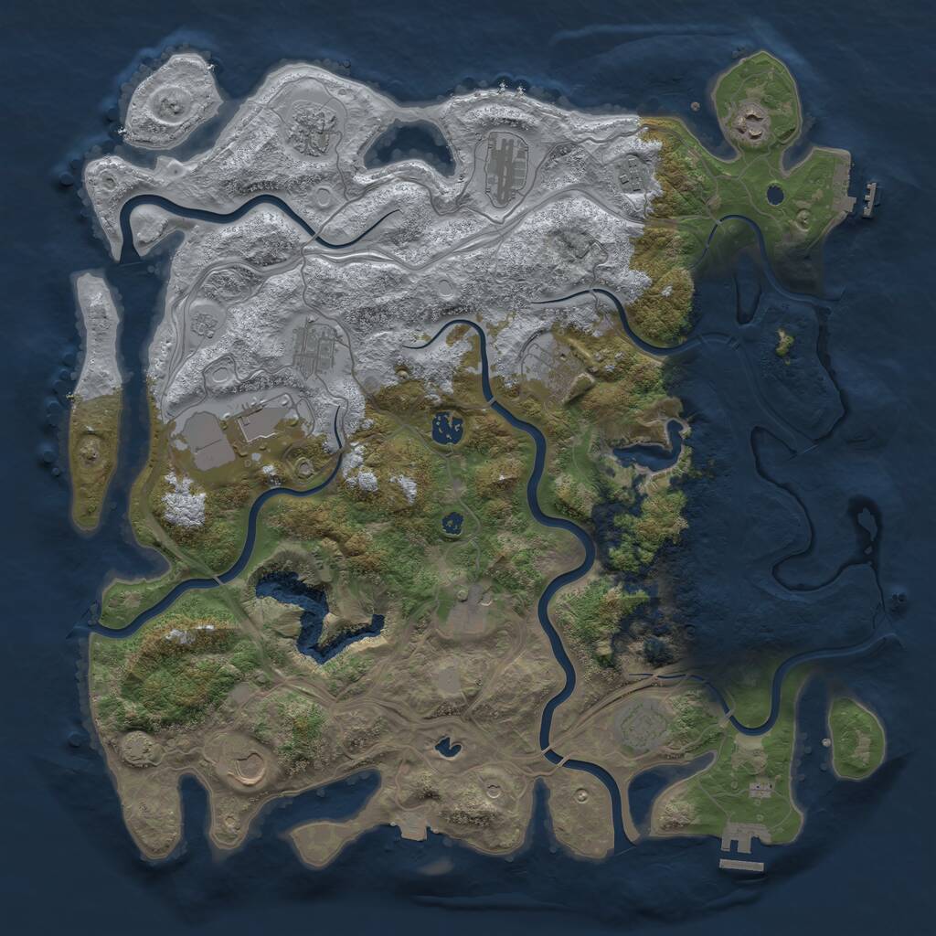 Rust Map: Procedural Map, Size: 4300, Seed: 65423001, 17 Monuments