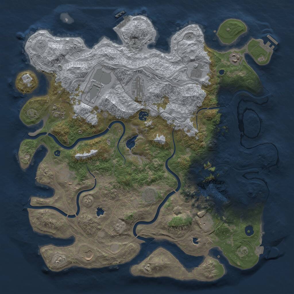 Rust Map: Procedural Map, Size: 4500, Seed: 23131847, 17 Monuments