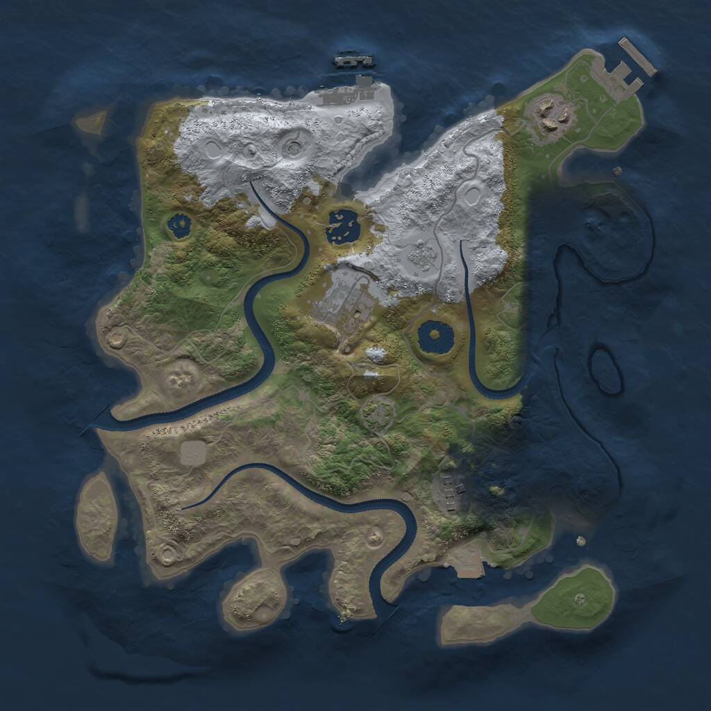 Rust Map: Procedural Map, Size: 3000, Seed: 13214, 10 Monuments