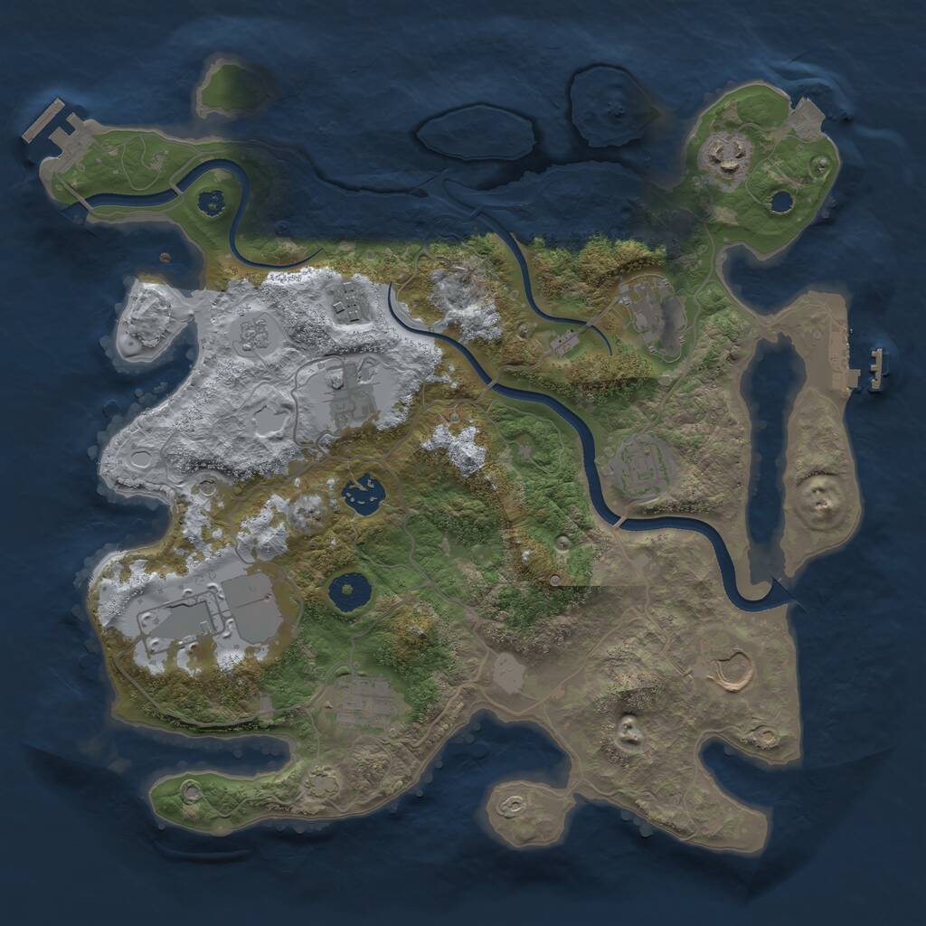 Rust Map: Procedural Map, Size: 3500, Seed: 99665474, 15 Monuments