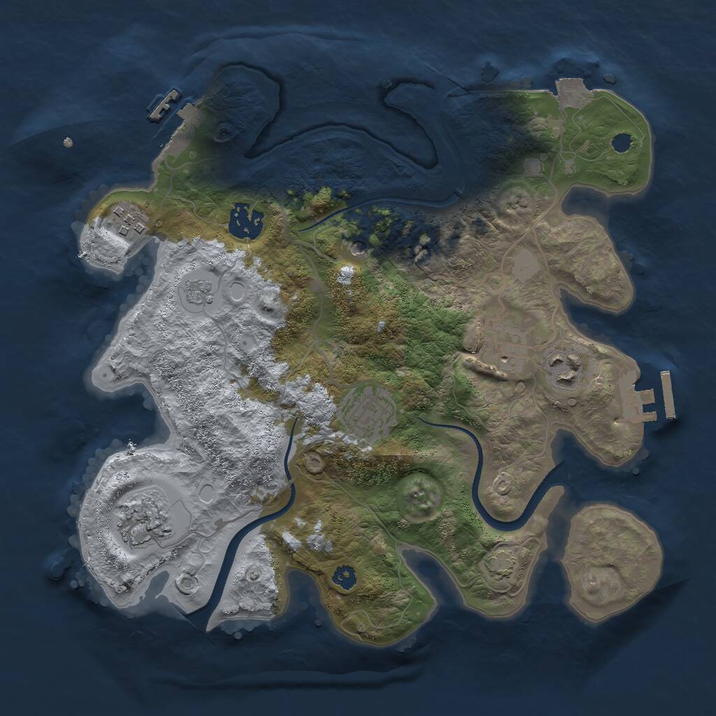 Rust Map: Procedural Map, Size: 3000, Seed: 34975, 12 Monuments