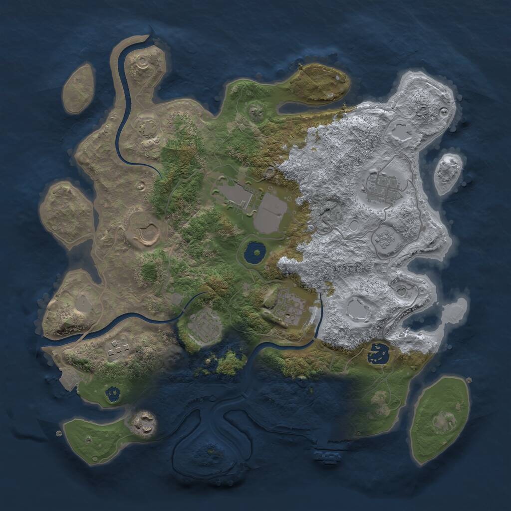 Rust Map: Procedural Map, Size: 3500, Seed: 500005, 13 Monuments