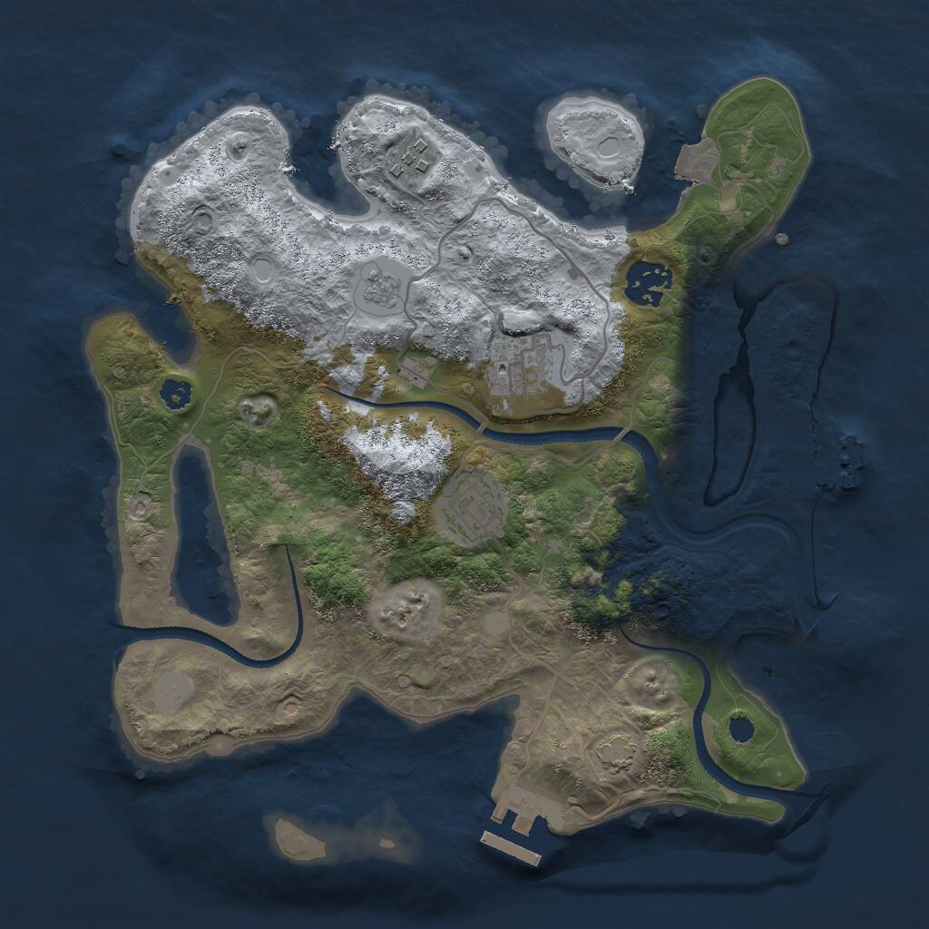 Rust Map: Procedural Map, Size: 3000, Seed: 23197462, 9 Monuments