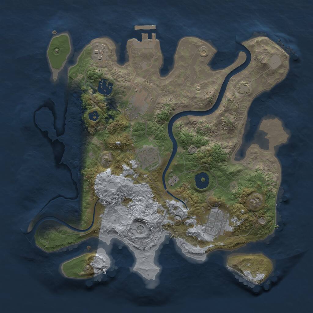 Rust Map: Procedural Map, Size: 3000, Seed: 3947561, 9 Monuments