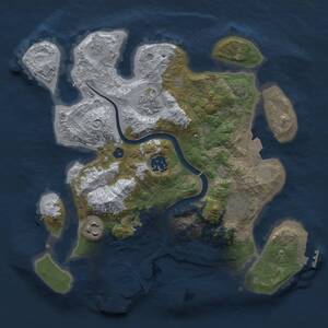 Thumbnail Rust Map: Procedural Map, Size: 3000, Seed: 1326438467, 10 Monuments