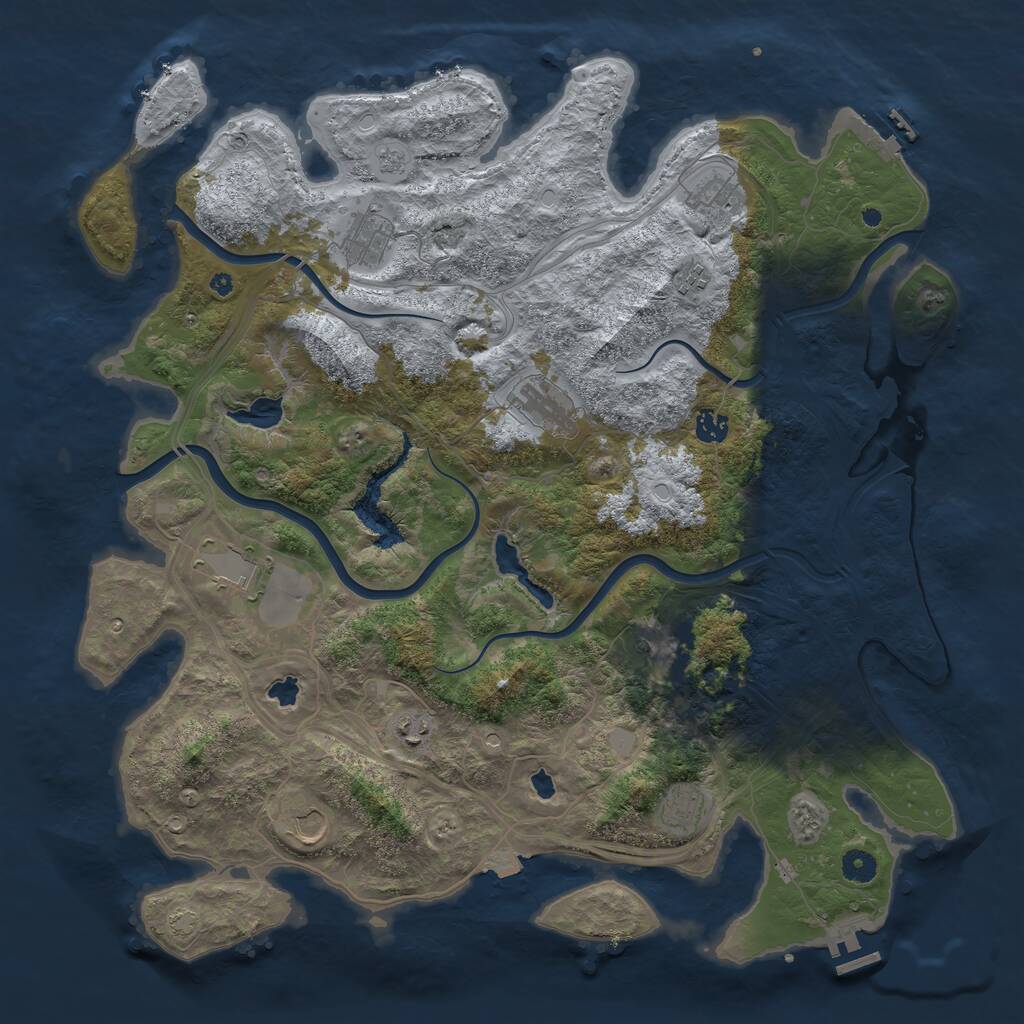 Rust Map: Procedural Map, Size: 4500, Seed: 2037586105, 16 Monuments