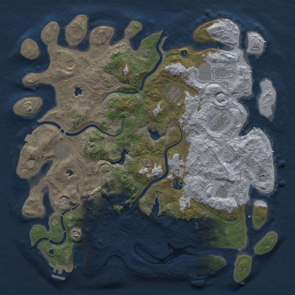 Rust Map: Procedural Map, Size: 4500, Seed: 7691876, 16 Monuments