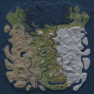 Thumbnail Rust Map: Procedural Map, Size: 6000, Seed: 546189257, 17 Monuments