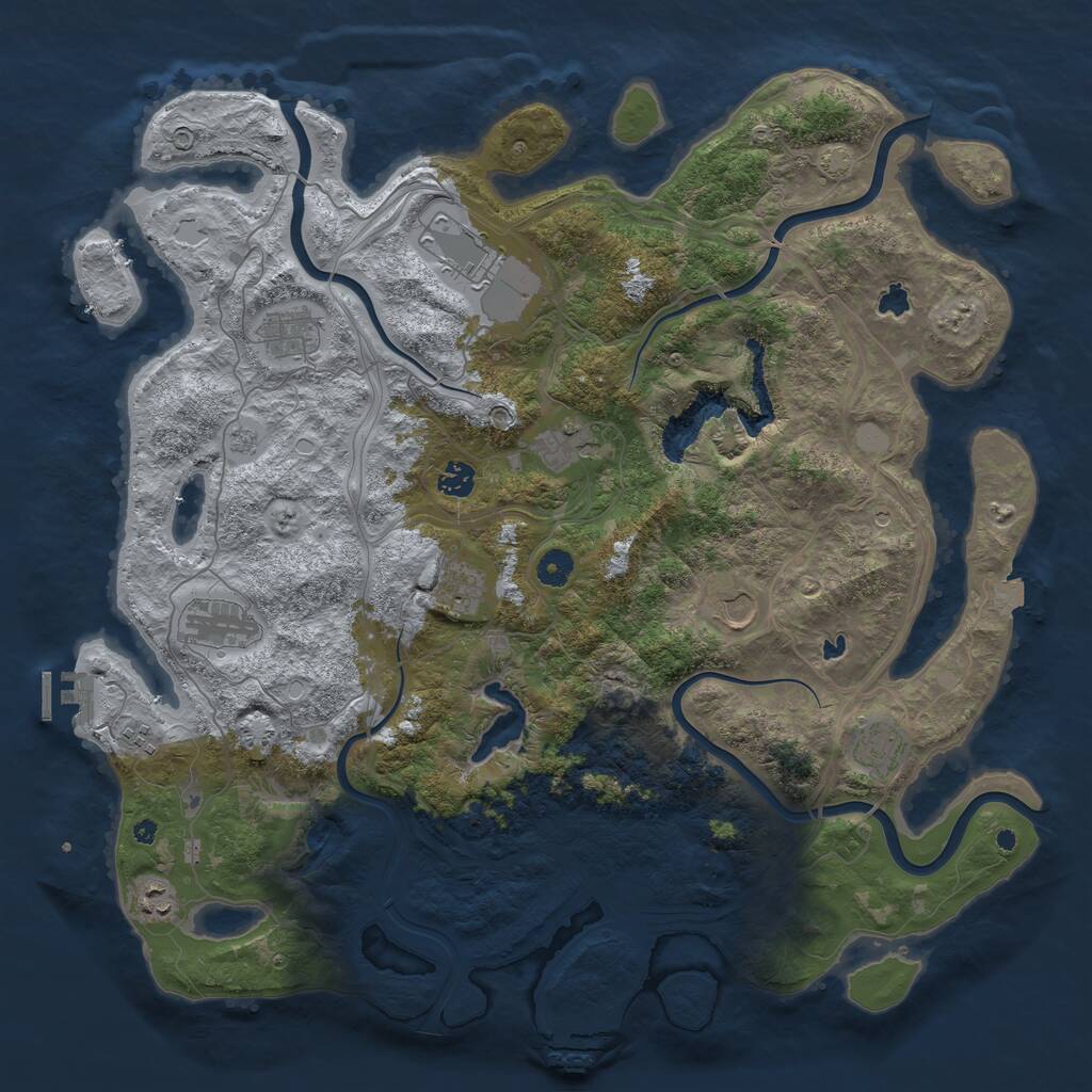 Rust Map: Procedural Map, Size: 4500, Seed: 16853567, 16 Monuments