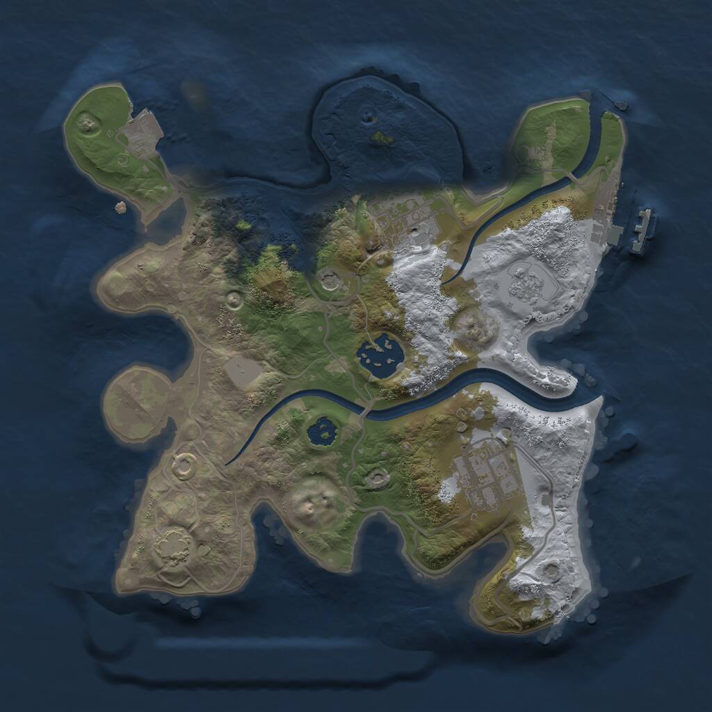 Rust Map: Procedural Map, Size: 2500, Seed: 1022499252, 8 Monuments