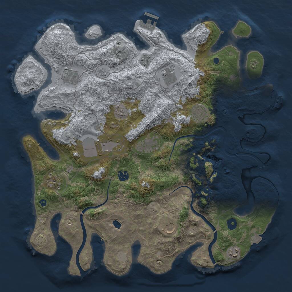 Rust Map: Procedural Map, Size: 4000, Seed: 304215224, 16 Monuments