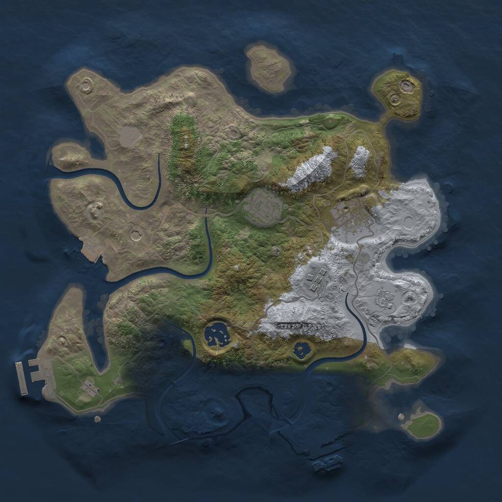Rust Map: Procedural Map, Size: 3000, Seed: 38365, 9 Monuments