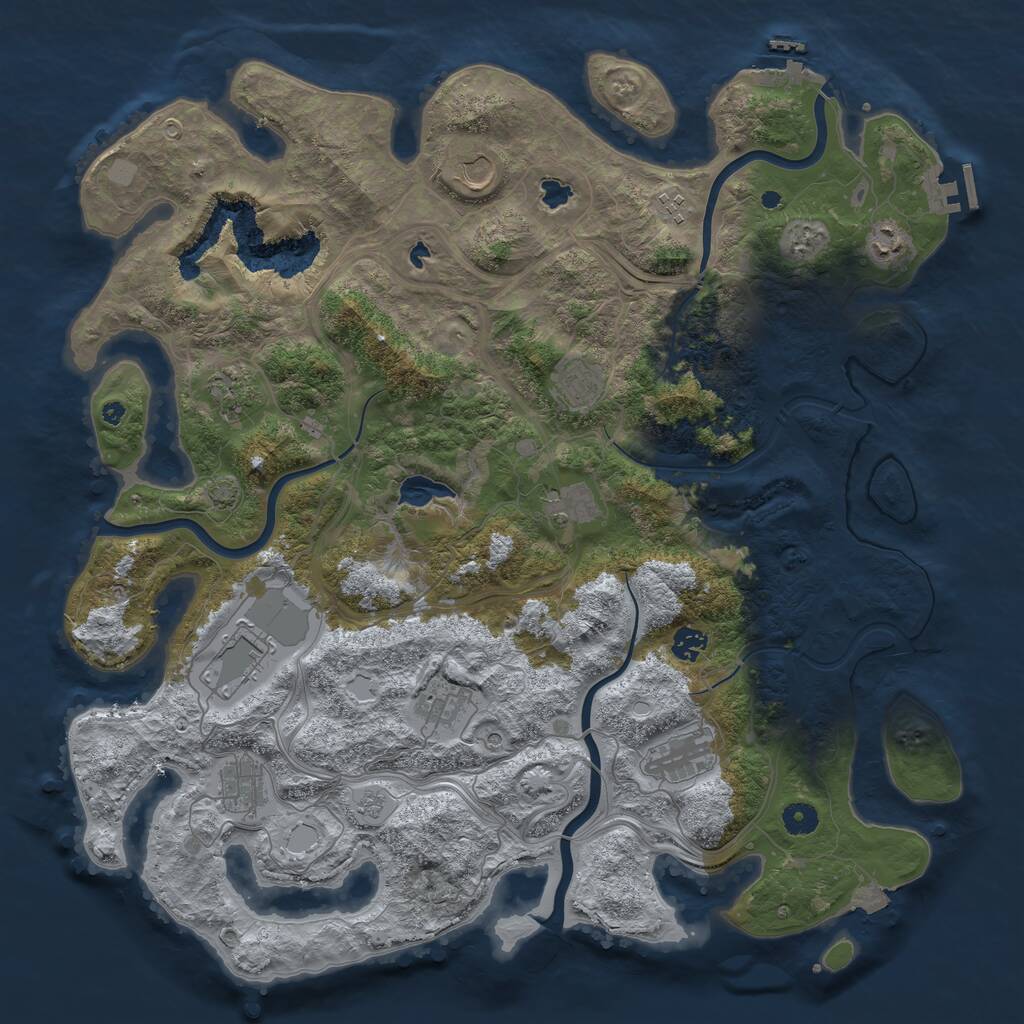Rust Map: Procedural Map, Size: 4500, Seed: 2130390141, 17 Monuments