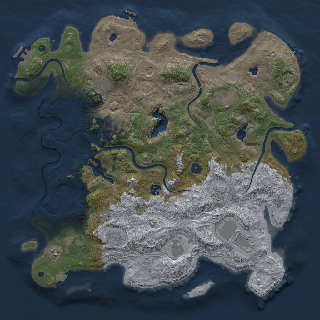 Rust Map: Procedural Map, Size: 4500, Seed: 37543567, 17 Monuments