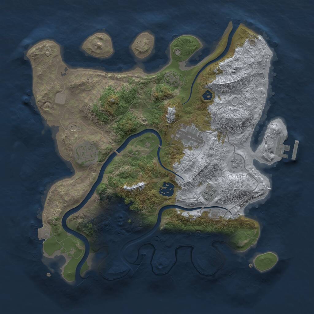 Rust Map: Procedural Map, Size: 3200, Seed: 88266046, 9 Monuments