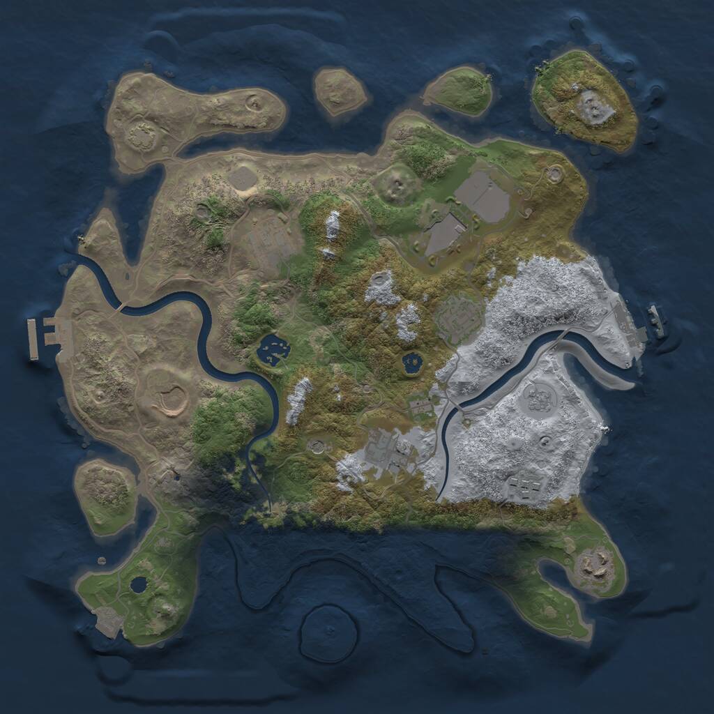 Rust Map: Procedural Map, Size: 3500, Seed: 631650537, 14 Monuments