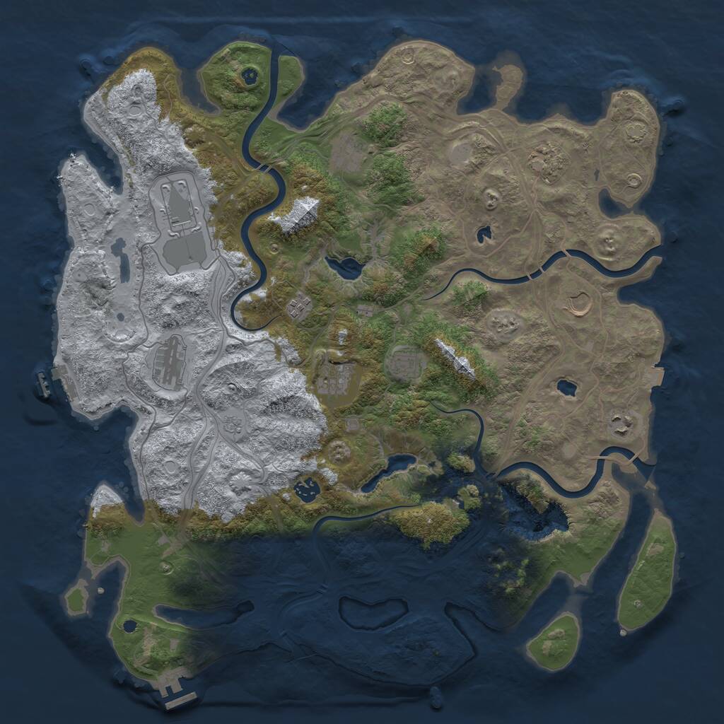 Rust Map: Procedural Map, Size: 4500, Seed: 12053, 16 Monuments