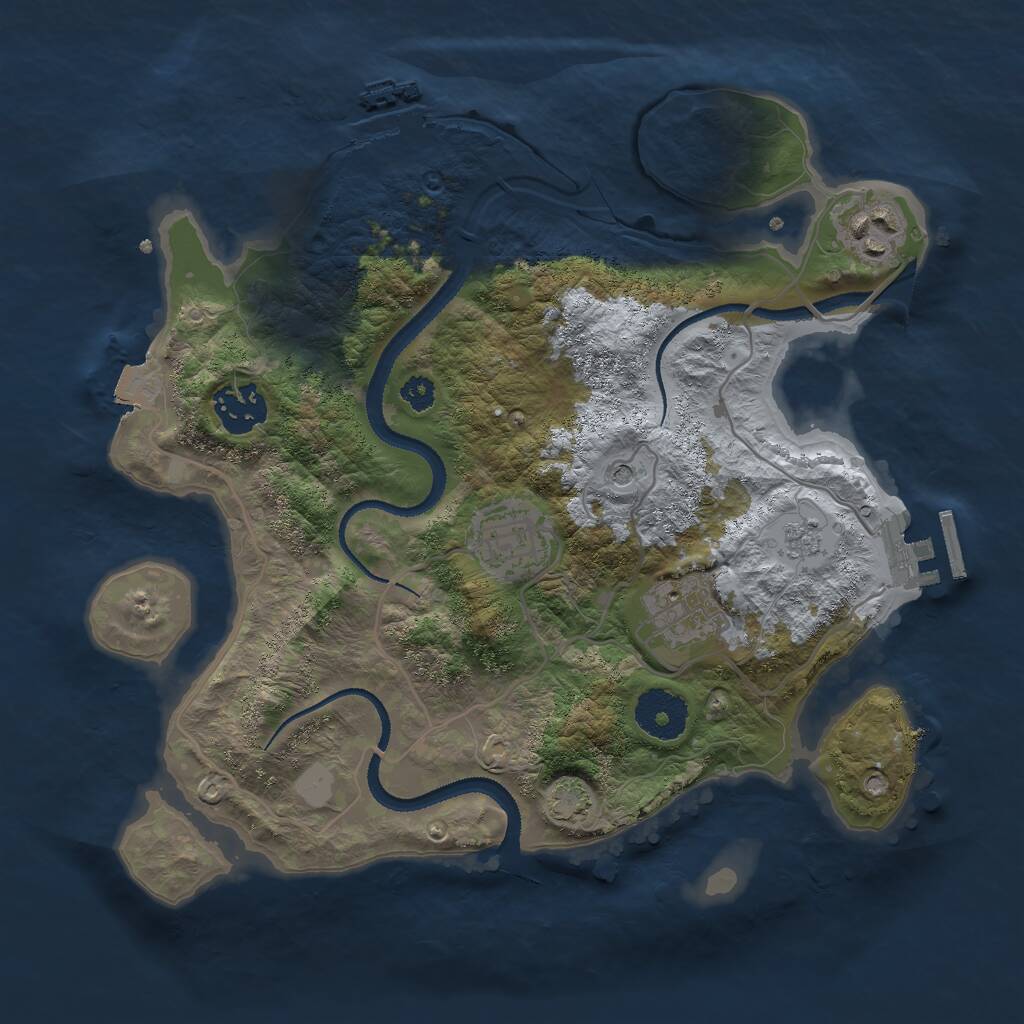 Rust Map: Procedural Map, Size: 3000, Seed: 728463, 10 Monuments